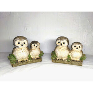 Mom and Baby Owls Figurines/Ceramic (Brinns) - Adorable set of two! Fast Ship!